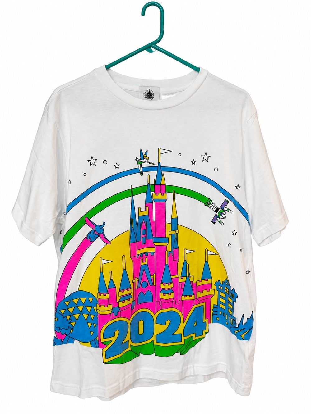 Disney Parks Walt Disney World 2024 Neon Castle Graphic Tee L